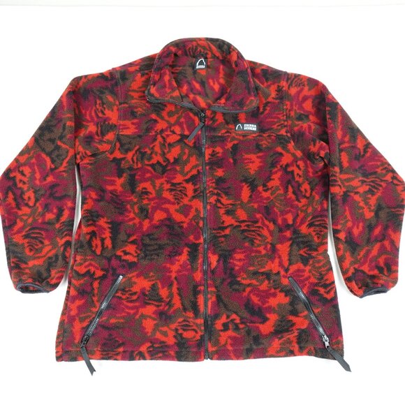 Vintage Sierra Designs Fleece Jacket Womens Large Camo Leaf Print Made in Canada - Picture 1 of 13